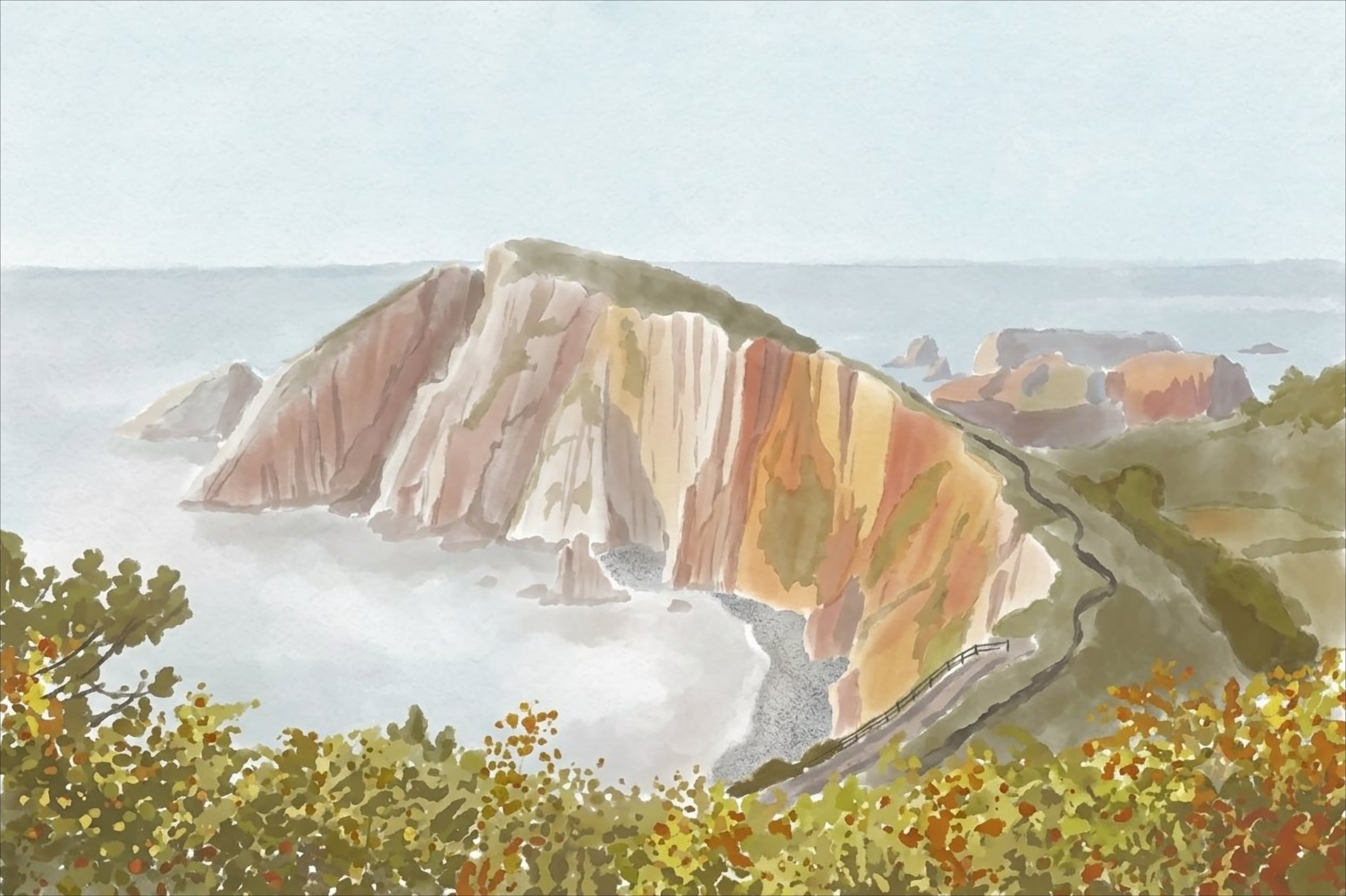 Acuarela de la Playa del Silencio, Asturias